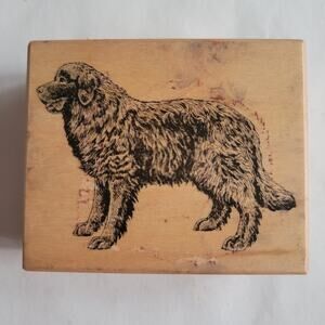 Vintage 1993 Rubber Stamp Retriever Dog Realistic Mounted